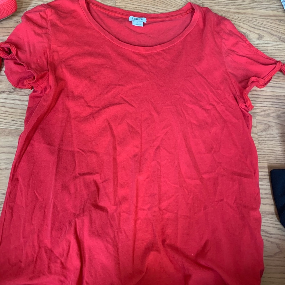 J Crew coral bow shirt Small